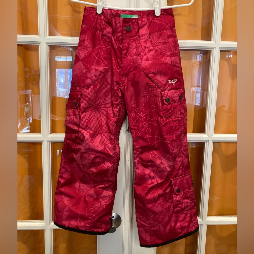 Orage dark pink snow board or ski pants, size 7 kids, GUC